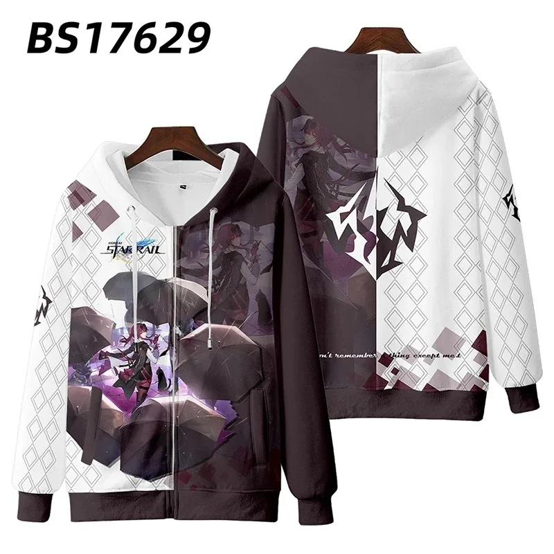 Sudadera con capucha con cremallera y estampado 3D de Anime Honkai Star Rail para mujer y hombre, ropa de calle, Hip Hop, Kafka, Cosplay, chaqueta