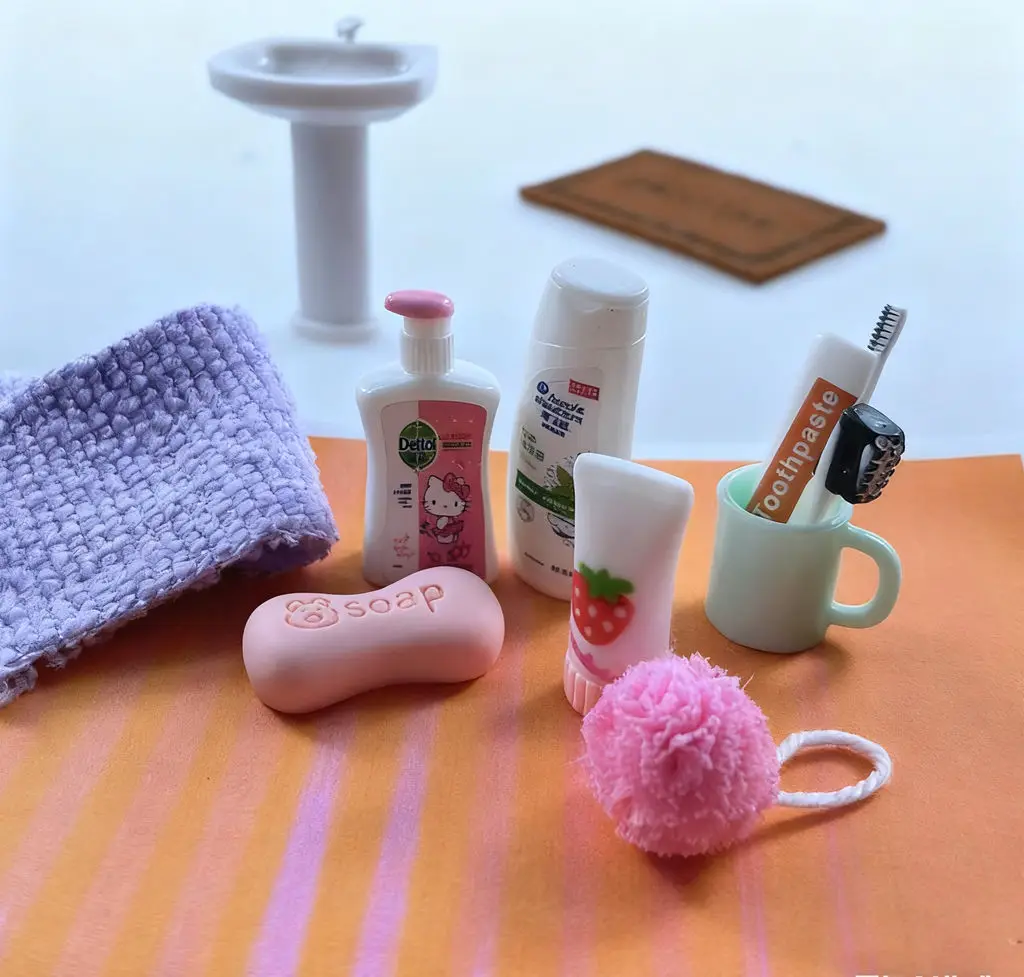 5picecs poppenhuis Blythe accessoires - miniatuur simulatie toiletartikelen set foto rekwisieten scène model decor