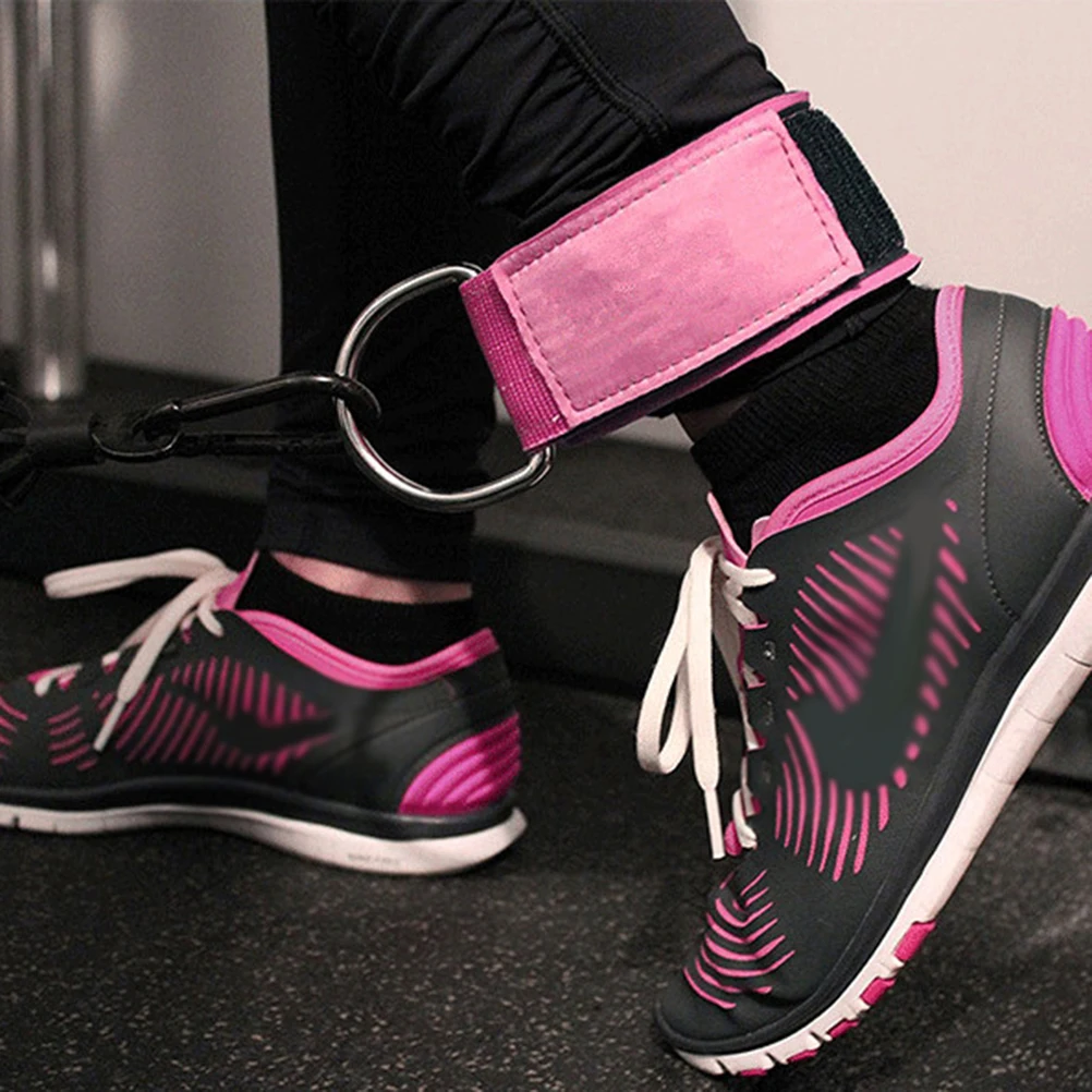 

2pcs Ankle Straps Adjustable Fitness Cuffs For Cable Machines Leg Exercises D-Ring Wide Strap Soft Padding (Pink)
