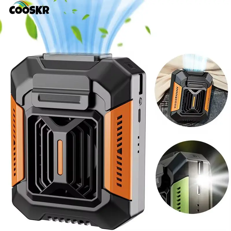 

Portable Waist Fan Hanging Neck Waist Clip Fan for Outdoor Sport USB Rechargeable Mini Bladeless Cooler Fan with LED Flashlight