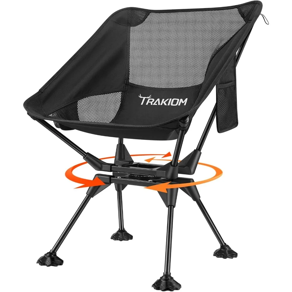 360° Swivel Folding Camping Chairs: Compact, Portable, Anti-Sinking for Outdoor Activities, Supports 300 LBS