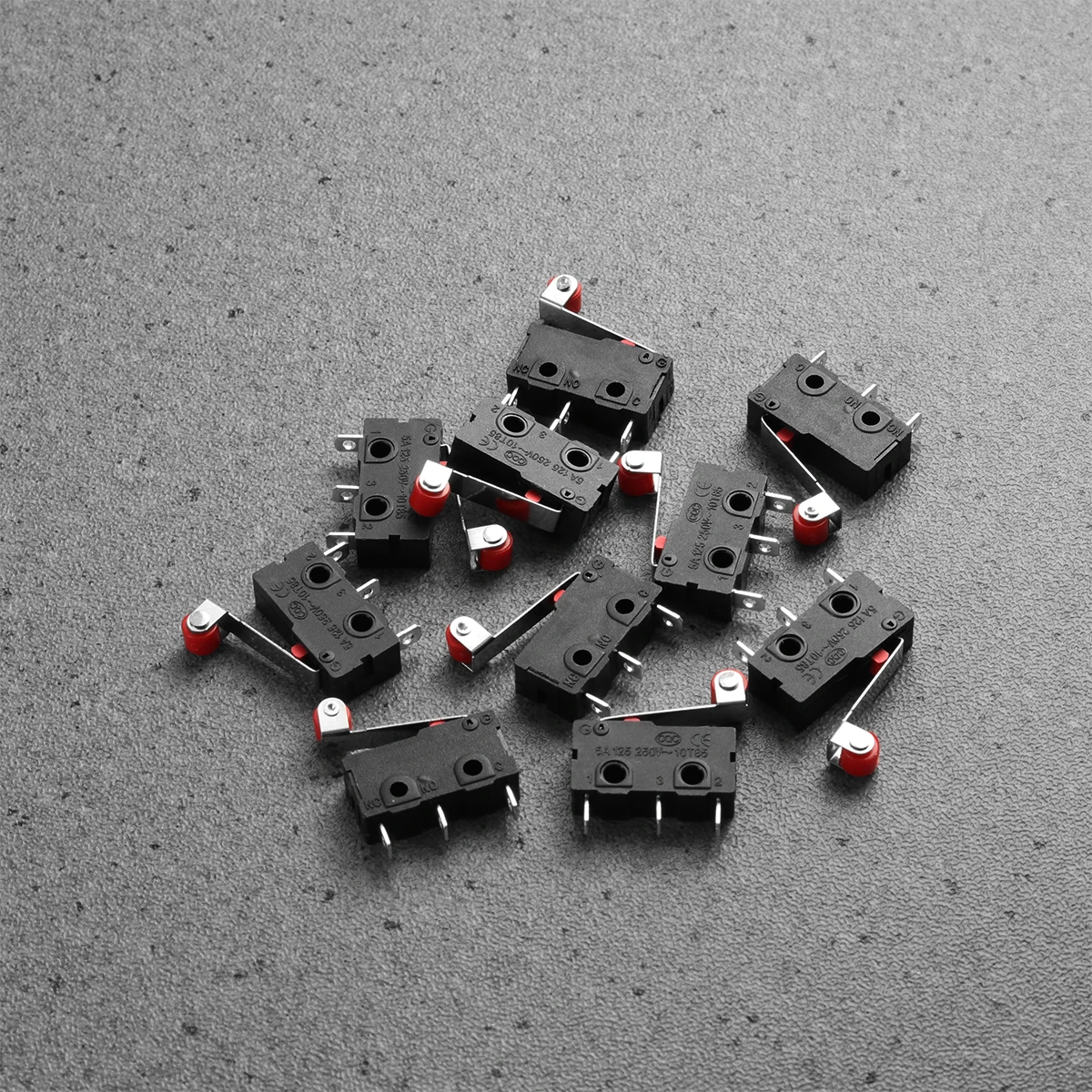 

10pcs Spdt 1No+1Nc Momentary Roller Lever Micro Switch 250V 5A 3-Pin Terminal Hinge Type Mounting Hole 2Mm 9.5Mm Spacing