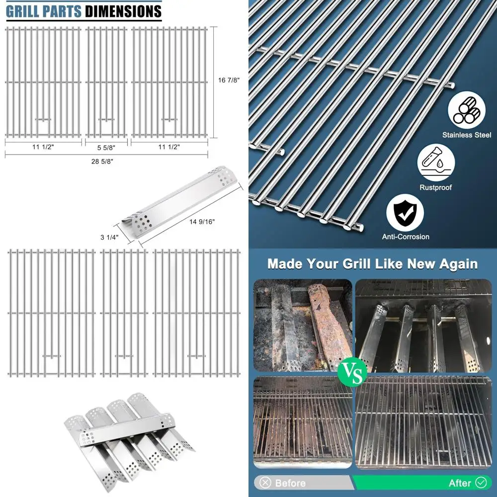 

Nexgrill 720-0882A Evolution Infrared Plus 5-Burner Gas Grill Stainless Steel Heat Plates & Grates Replacement Parts