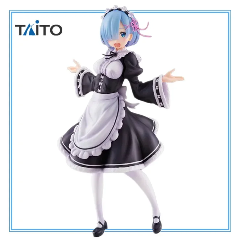 In Stock TAITO Original Anime Figure 27cm Re:Life in a different world from zero Rem Winter Maid Desktop Model Toy Gifts