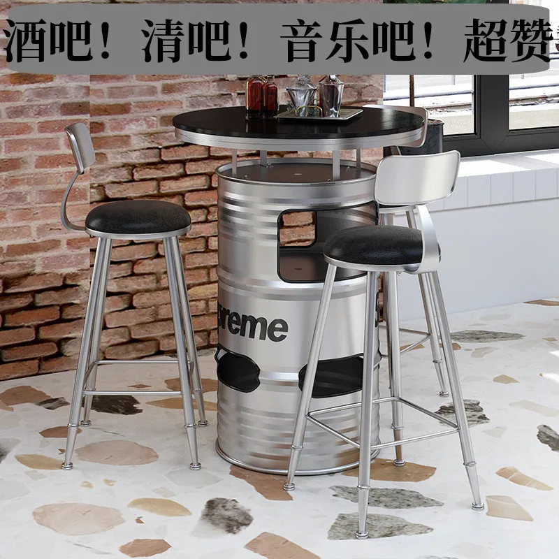

Industrial style creative Internet celebrity wrought iron gasoline drum with storage layer bar ktv leisure bar