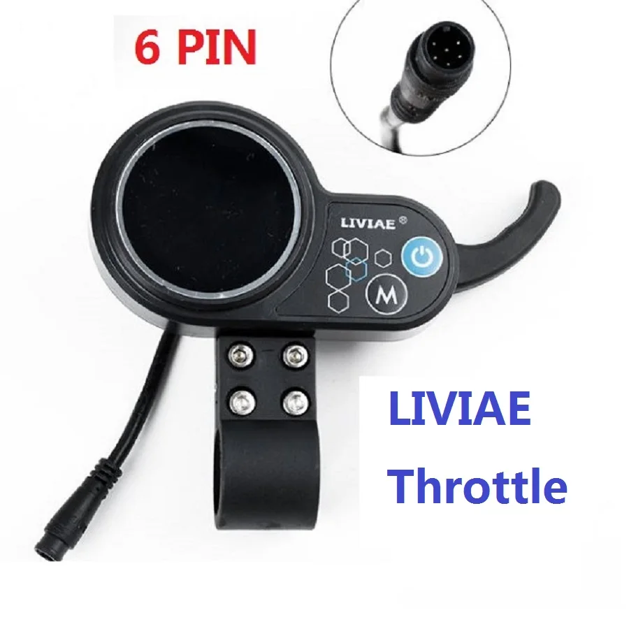 LIVIAE 36V-48V LCD Display Panel 6 Pin Thumb LIVIAE Throttle Accelerator For Electric Bicycles Scooter Part