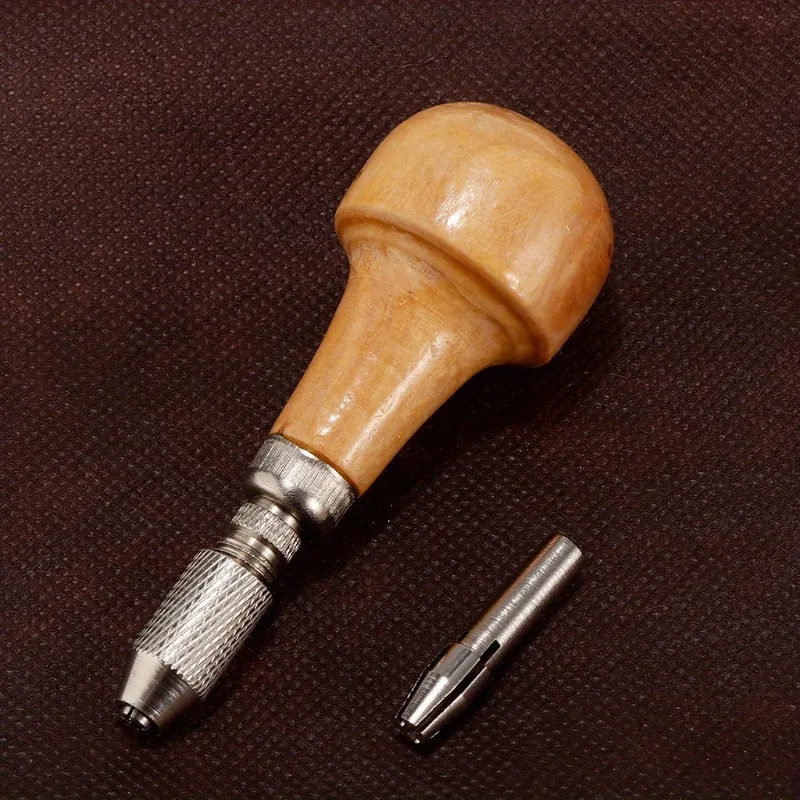 2 Sets Jewelers Pin Vise Bead Drill Bits with Wood Ball Handle Collet Tool