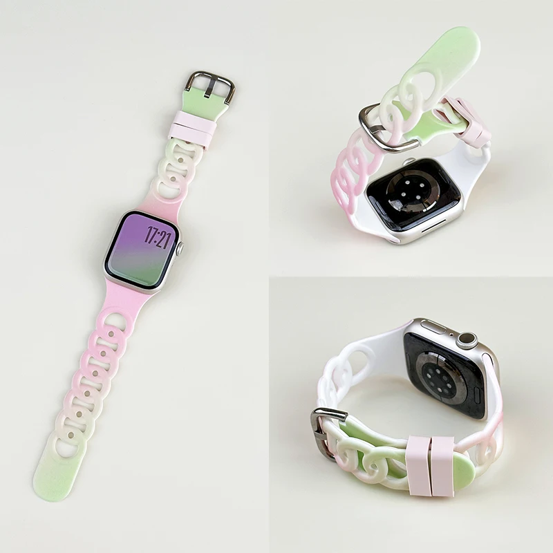 Silicone Sport Strap For Apple Watch Band Ultra 49mm 40mm 41mm 44mm 45mm 46mm correa bracelet iwatch Series 11 10 9 8 7 6 5 4 se - view 4