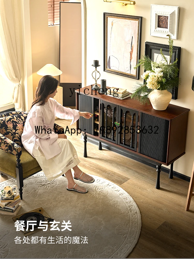 CC Vintage Entryway Hallway Cabinet Wall-Mounted Integrated Storage Tea Cabinet decoration home