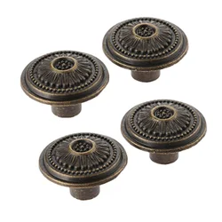 4Pcs Vintage Cabinet Drawer Single Hole Handle Knob Vintage Ring Pull Knob Handle for Cupboard Dresser Door Drawer with Screws