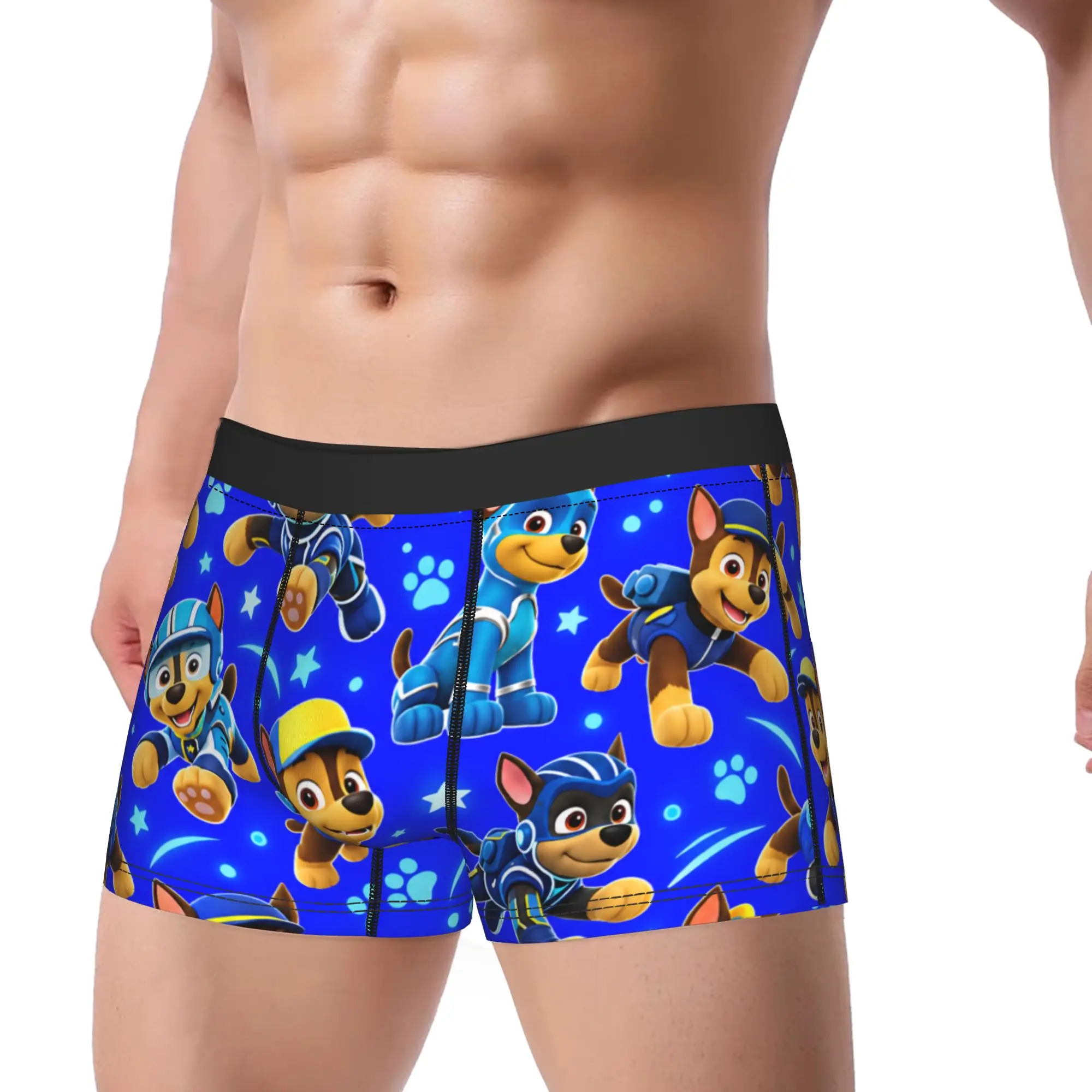 Paw Dogs Blue Police Puppy Hero Star Trunk  3D Pouch Underwear Trenky Custom Shorts Briefs Breathable Men Panties Plus Size 2XL