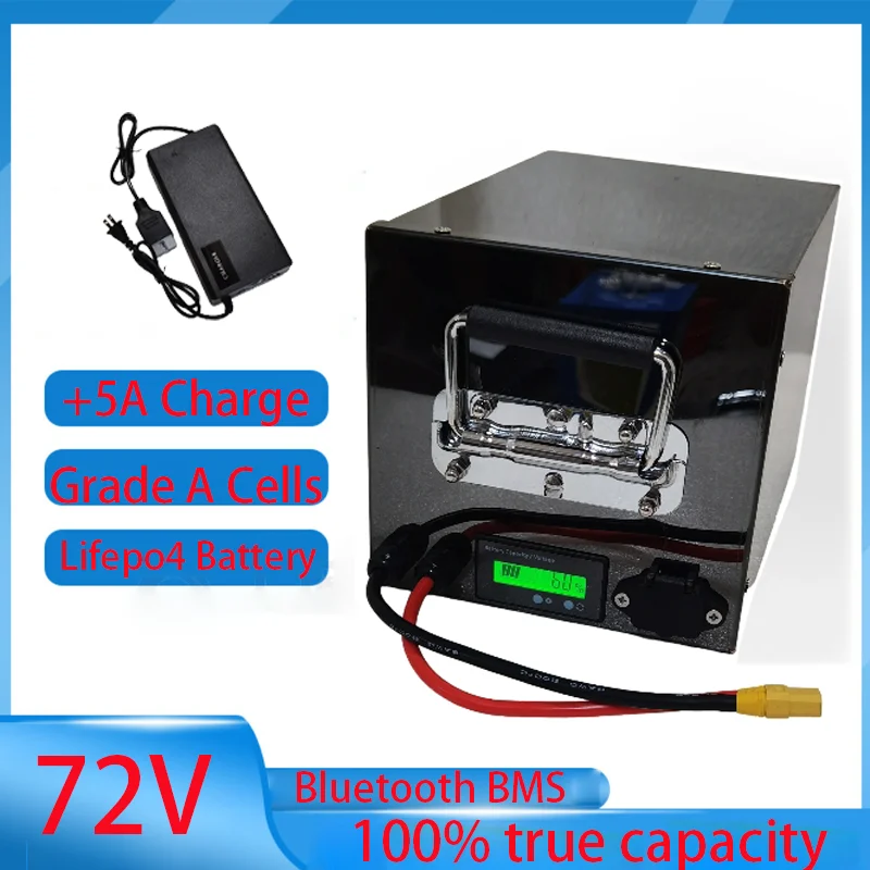 

Upgraded 72V 30Ah 20Ah Lifepo4 battery pack BMS with bluetooth for motorcycle electric scooter power tool solar energy+5A Charge