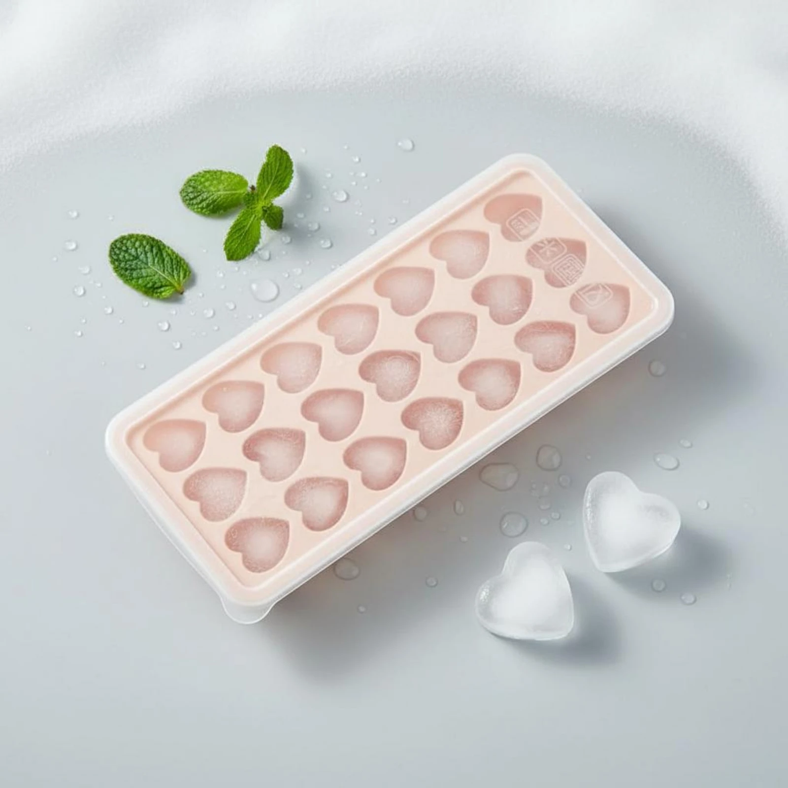 Heart Shaped Ice Piece Tray Easy Release Silicone Heart Tray with Lid Silicone Ice Tray with Lid Non-Stick 21 Cavity Candy Tray