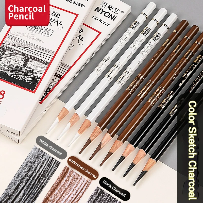 Professional Colour Charcoal Pencils Drawing Set Skin Tone Colored Pencils for Sketching Shading Coloring Layering Blending