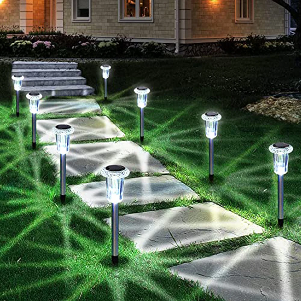 Lot de 6 lampadaires solaires 62 lampadaires étanches, éclairage d'extérieur, luminaire décoratif de paysage, idéal pour un jardin, une pelouse ou une cour