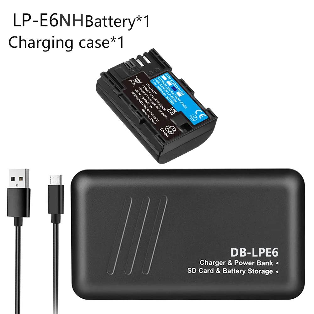 LP-E6NH LP-E6N LP-E6 バッテリーと充電器ケースキヤノン EOS R5 R6