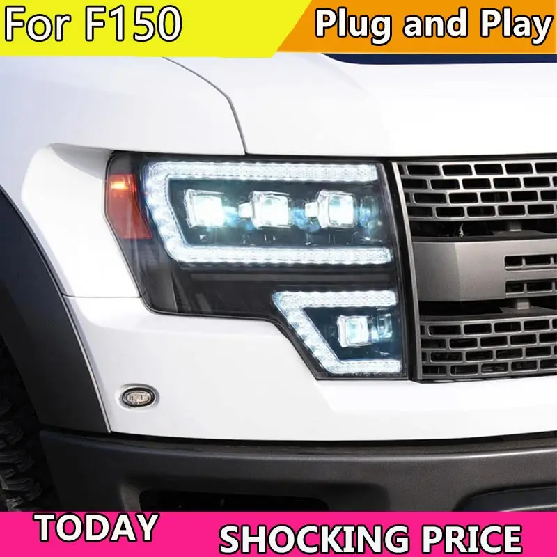 Car Lights For Ford Raptor F150 F-150 2008-2014 Head Light Upgrade LED DRL HID Headlight Accessories Front Lamp Tool