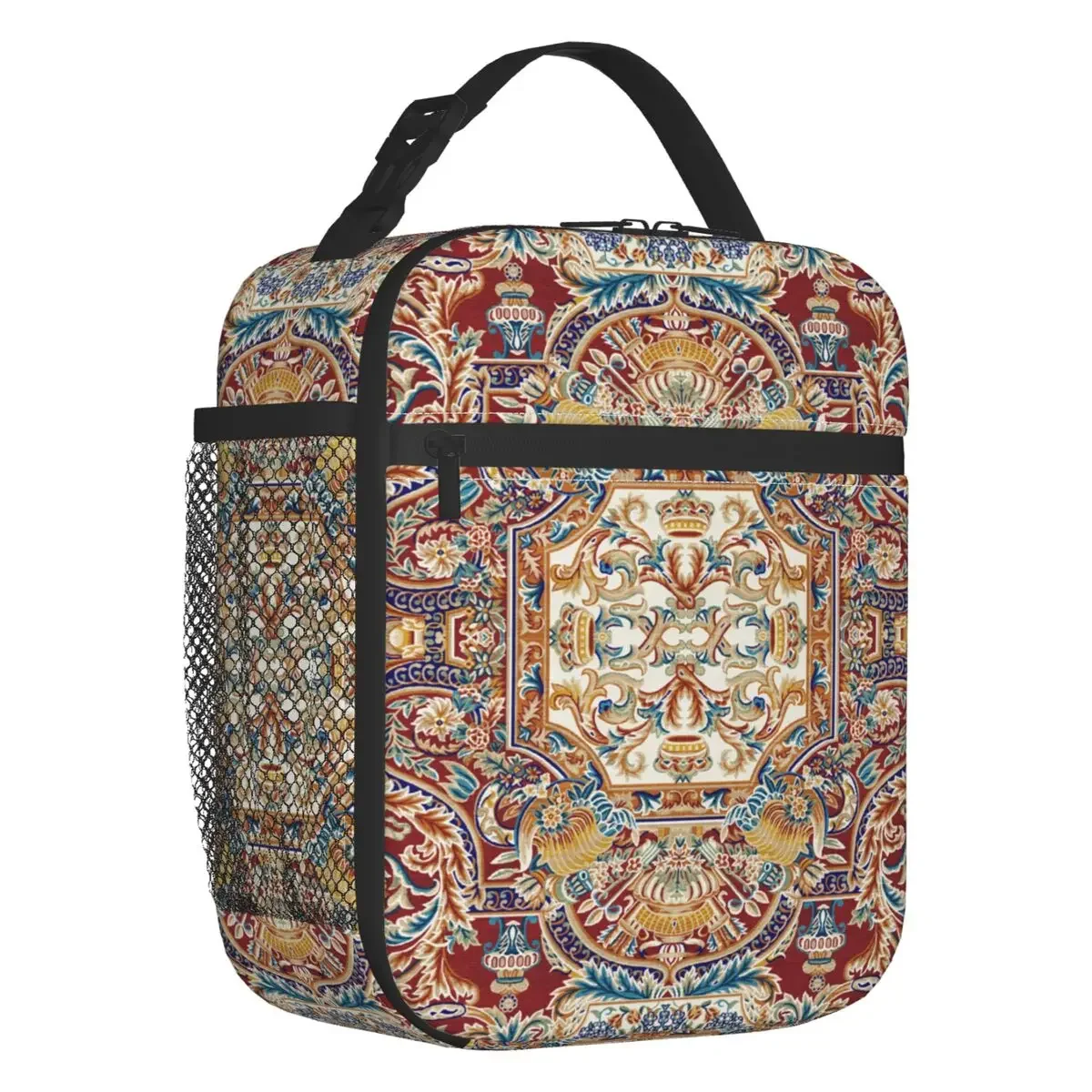 

Antique Persian Carpet Insulated Lunch Bags Women Bohemian Rug Ethnic Tribal Style Resuable Cooler Thermal Food Lunch Box School