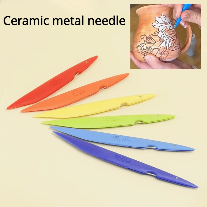 

Pottery Tools Metal Needle Plastic Handle Metal Head Carve Needle DIY Crockery Clay Sculpture/Drawing /Repairing Ceramic Tool