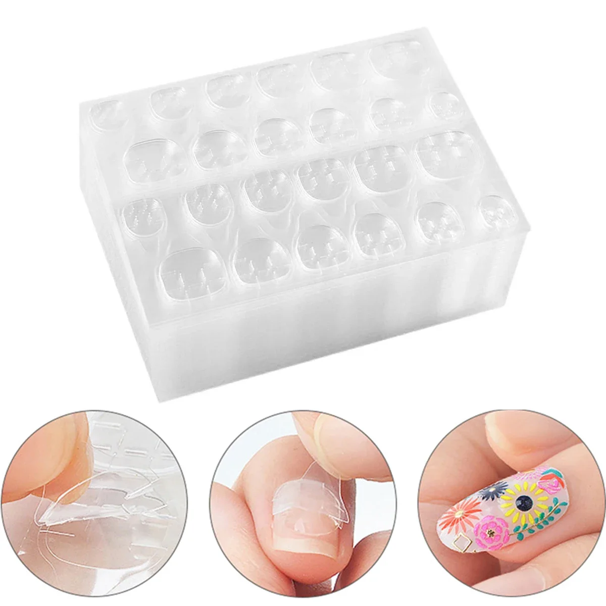 50 Sheets/1200 Pcs Double Sided Glue Nail Sticker Adhesive Tabs Waterproof Breathable Nail Glue Stickers Jelly False Nails Tips