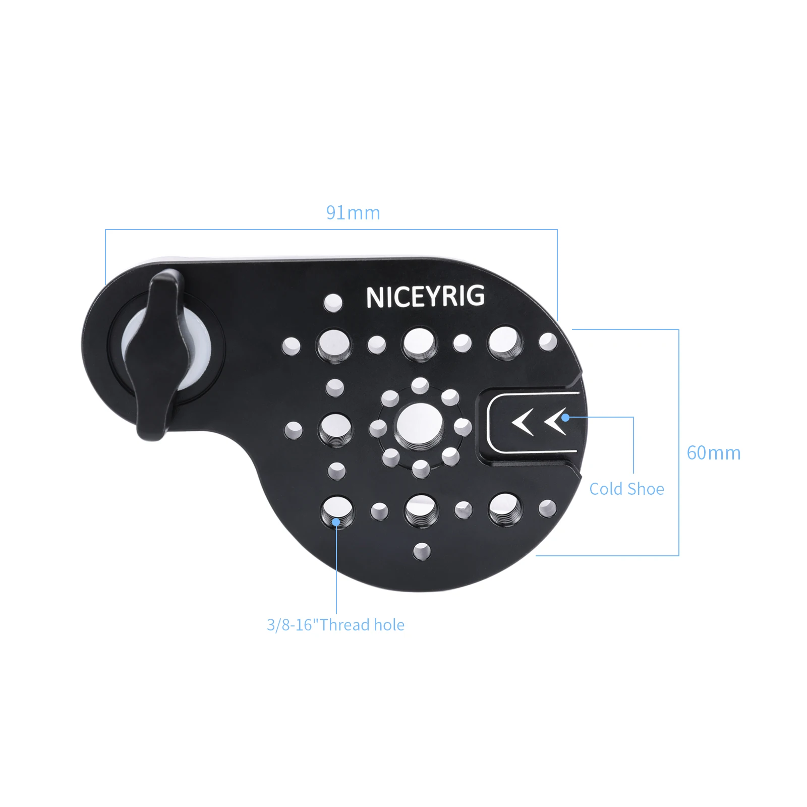 Niceyrig 30T, M8 draad statiefbevestiging zijplaat met rozetbevestiging