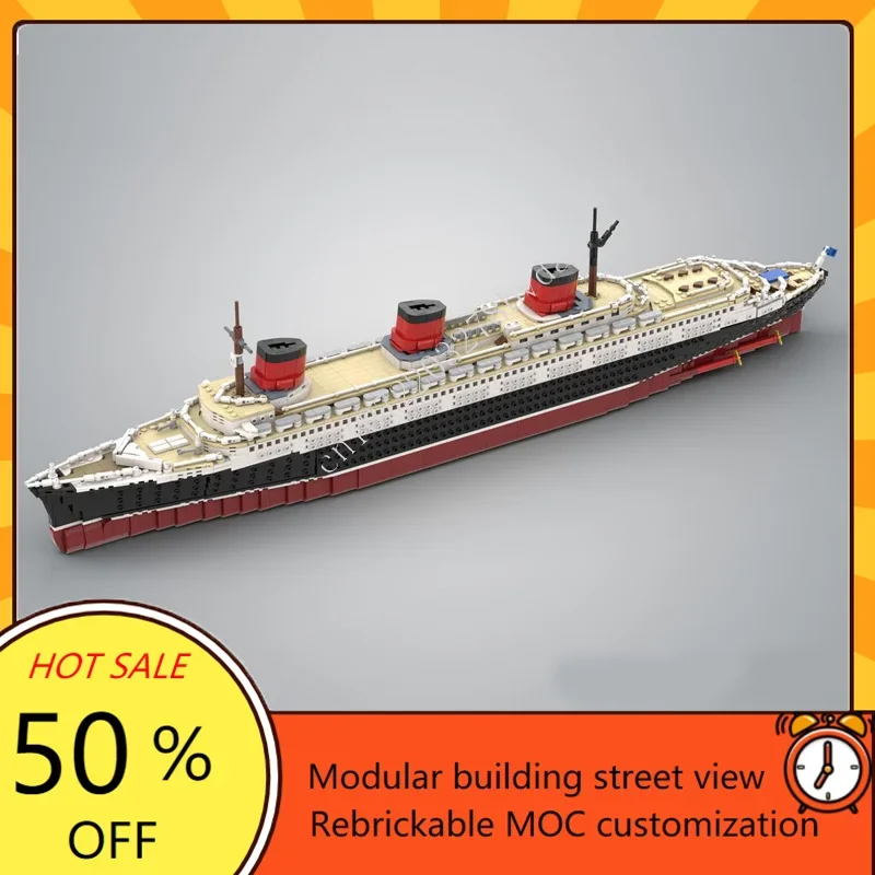 3638PCS MOC SS Normandie ship Custom Puzzles Warship Model Technical  Set DIY Assembly Creative Kids Puzzle Toy Xmas Gift