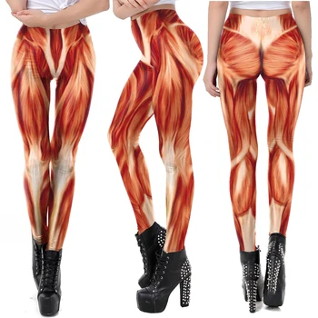 Color Cosplayer Funny Muscle Leggings Women Fitness Pants Carnival Party Clothing Workout Leggins Slim Sexy Legins Halloween