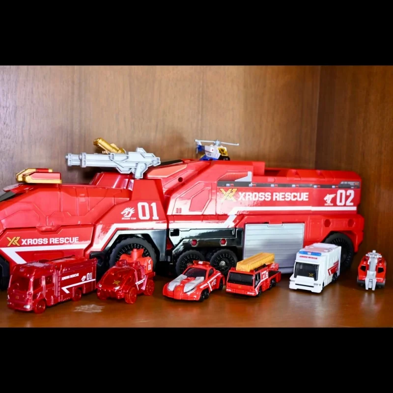 

Tomica Xross Rescue Fire Truck Scene Set Dragon Team XR01 Tiger Team XR02 Combine Rescue Vehicle Role Play Alloy Car Toys Gifts
