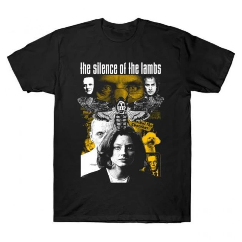 

0426 Silence of the lambs 1991 Horror movie Hannibal Gift t shirt Scary Cannibal Graphic Clothes 100% cotton All size Tee S-6XL