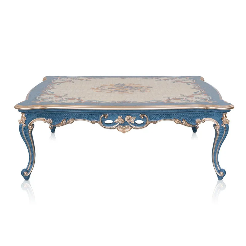 Peach blossom heart shell parquet countertop retro living room coffee table engraving tea table furniture
