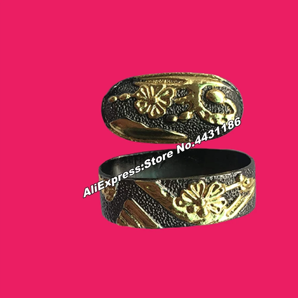 Two Color Alloy Plum Blossom Theme Kashira Butt Cap Fuchi Hilt for Japanese Sword Katana Wakizashi Tanto Handle Tsuka Fittings