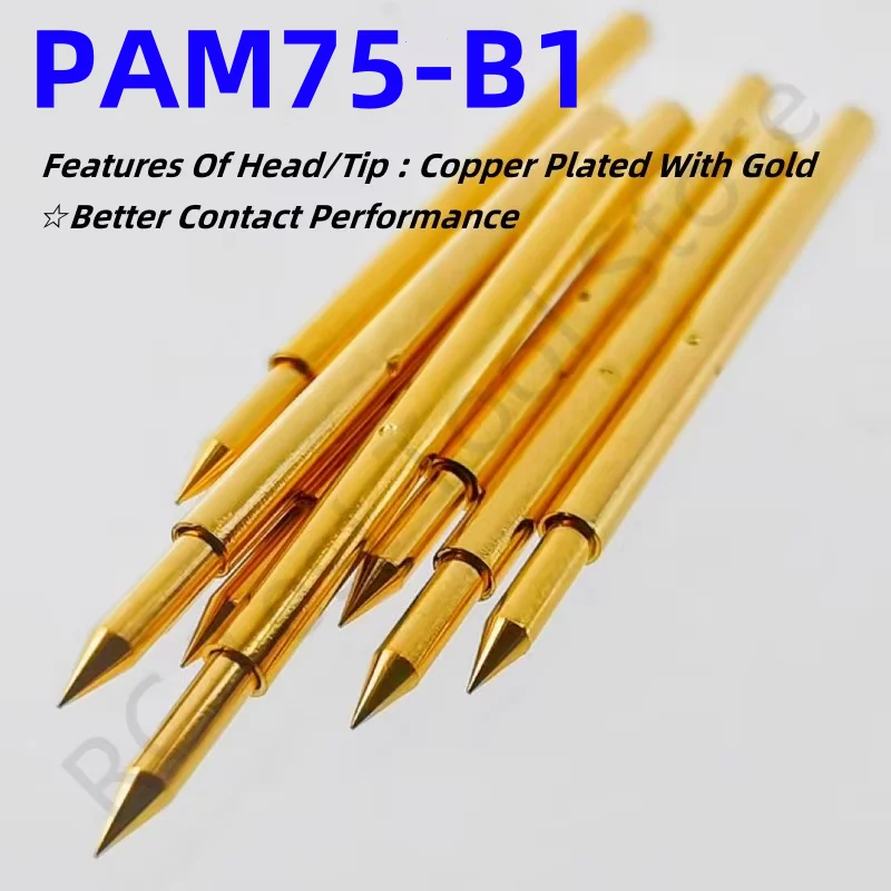 20/100PCS PAM75-B1 Spring Test Probe Test Pin Pogo Pin PM75-B1 PM75-B PCB Test Tool 0.66/1.02/27.8mm Gold Needle Sharp Tip