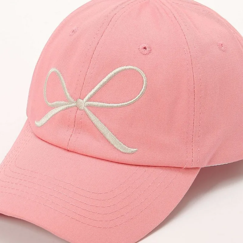 

2024 Korean version of the bow embroidery baseball cap female hundred with duck tongue hat leisure sunscreen sunshade caps