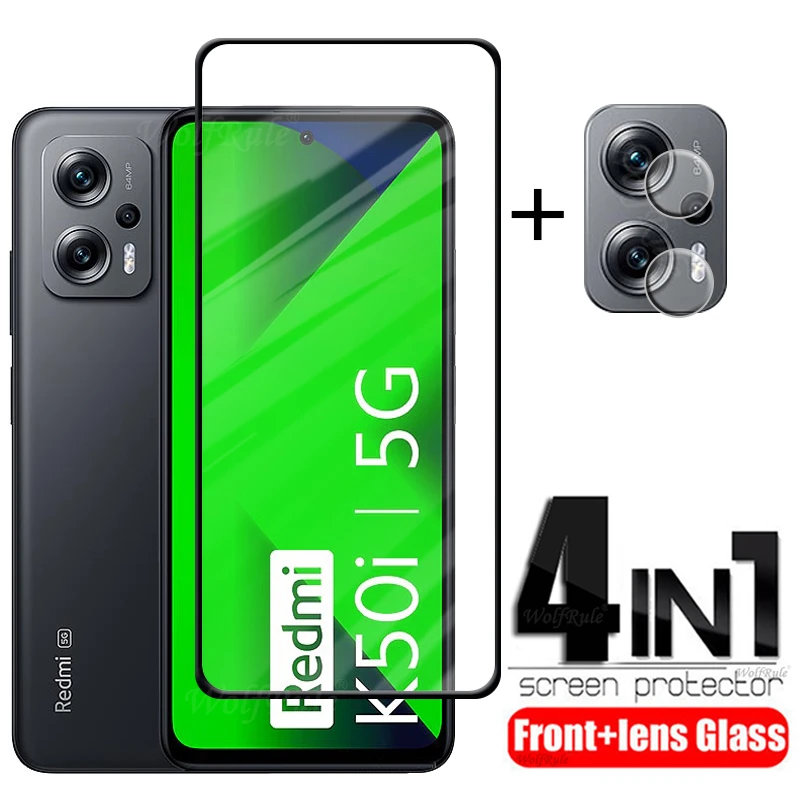 4 Trong 1 Cho Xiaomi Redmi K50i Kính Cường Lực Cho Redmi K50i Kính Cường Lực 9H Full Phủ Màn Hình bảo Vệ Máy Dành Cho Redmi Note K50i Ống Kính Thủy Tinh