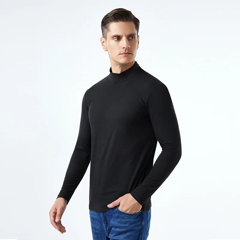 ‌Mens Casual Slim Fit Basic Tops Lightweight Turtleneck Pullover Shirt 2026 Trend Breathable Soft  Streetwear Autumn