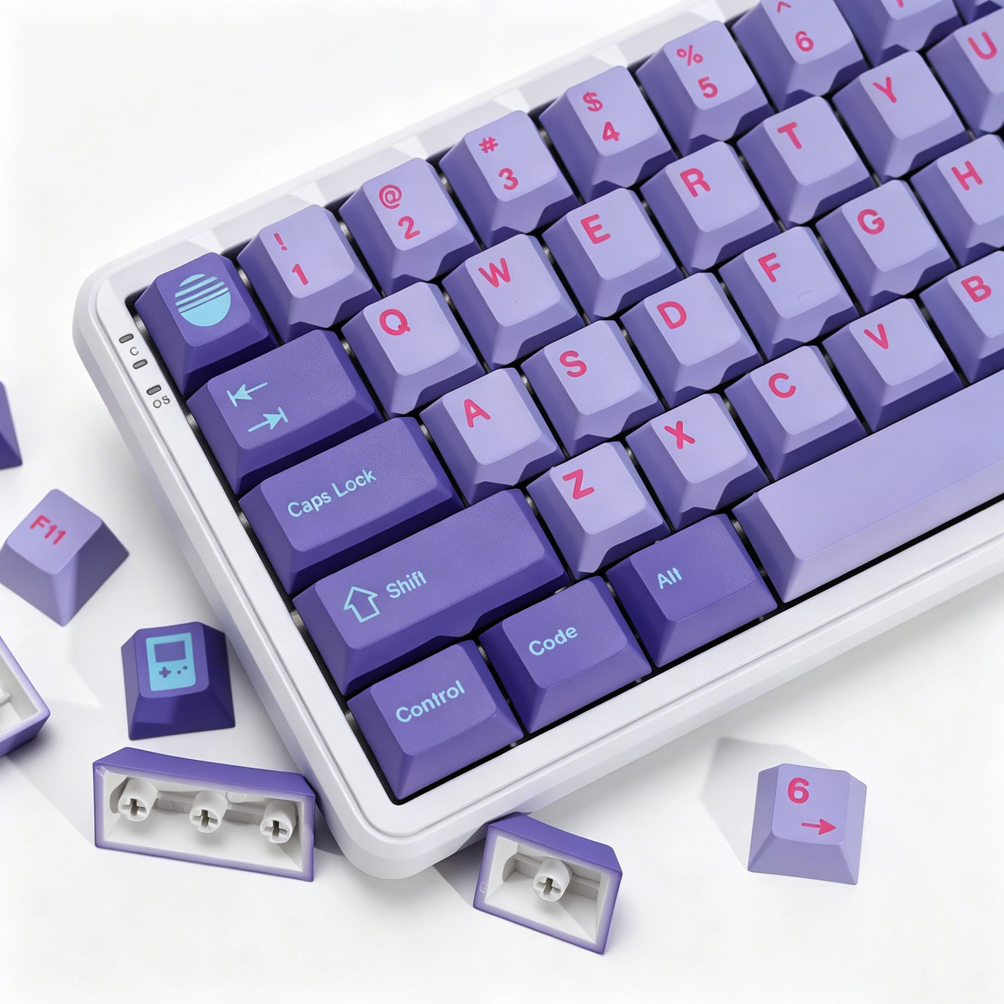 KBDiy GMK Keycaps Retro GMK Vaporwave Cherry Profile PBT Alice Keycap For 75% Magnetic Switches Gaming Mechanical Keyboard KIT