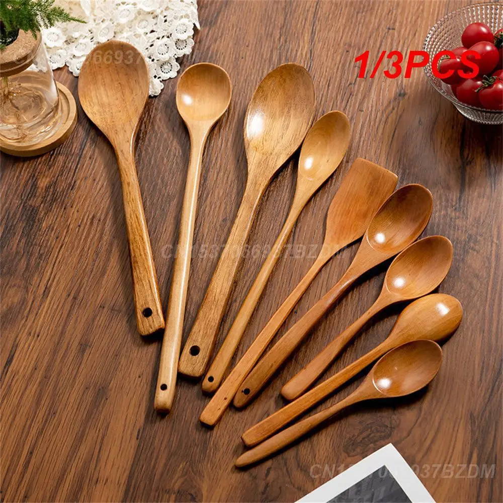 1/3PCS Wooden Spoon Bamboo Kitchen Cooking Utensil Tool Soup Teaspoon Catering For Kicthen Wooden Spoon Tableware Kitchen