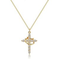 Rotatable Crown Zircon Cross Pendant Necklace Light Luxury Shiny Cross Stainless Steel Chain Choker For Women Men Prayer Jewelry