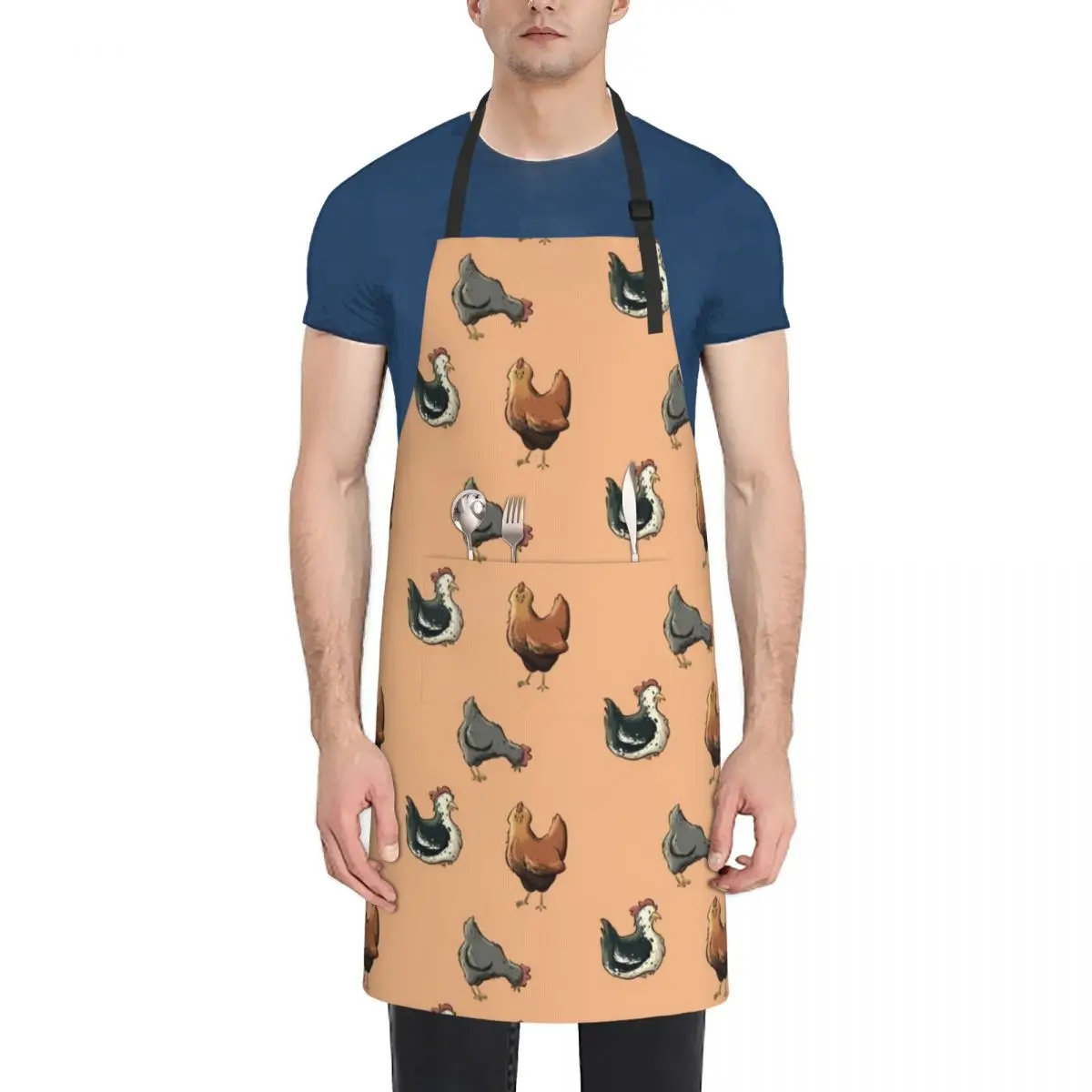 

Chickens, orange background Apron Cute Kitchen Teacher japanese style Apron