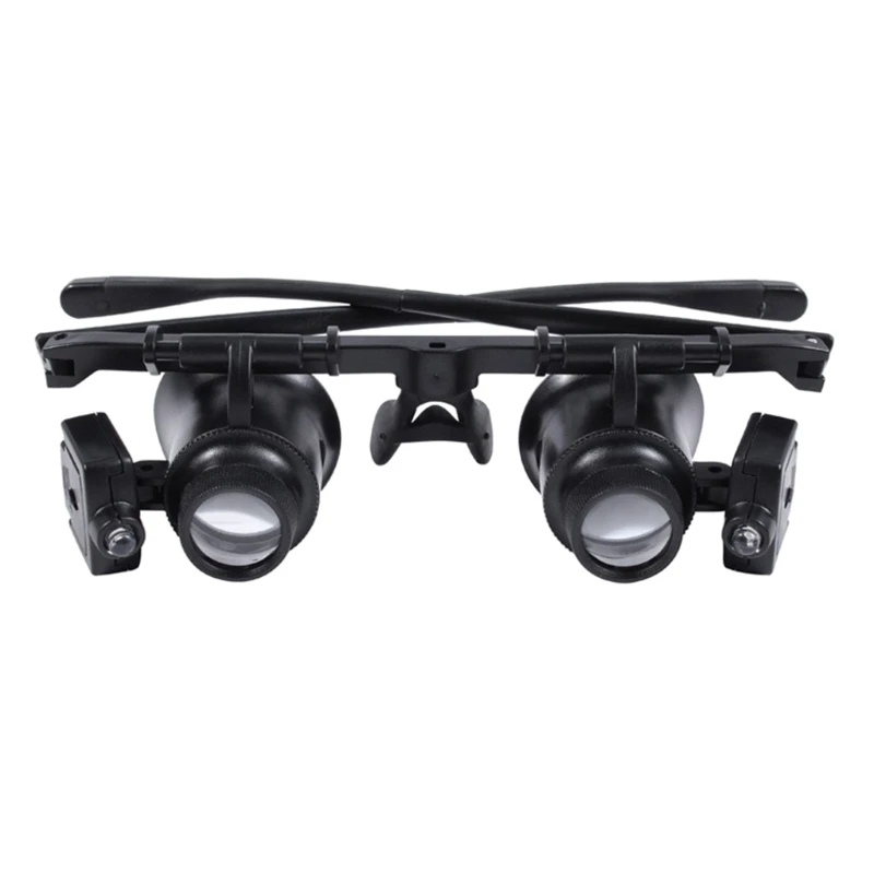 Headband Glass with Led Light 25X Magnifier Goggles Binocular Glasses Handsfree Magnifier Watch Repair