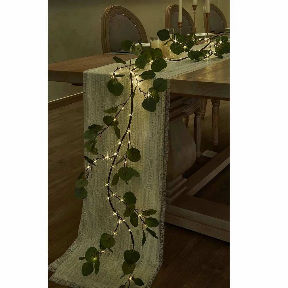 

Christmas Garland With Lights, 6FT Lighted Mantel Garland With Flexible Branch, Artificial Lighted Garland Battery Operated