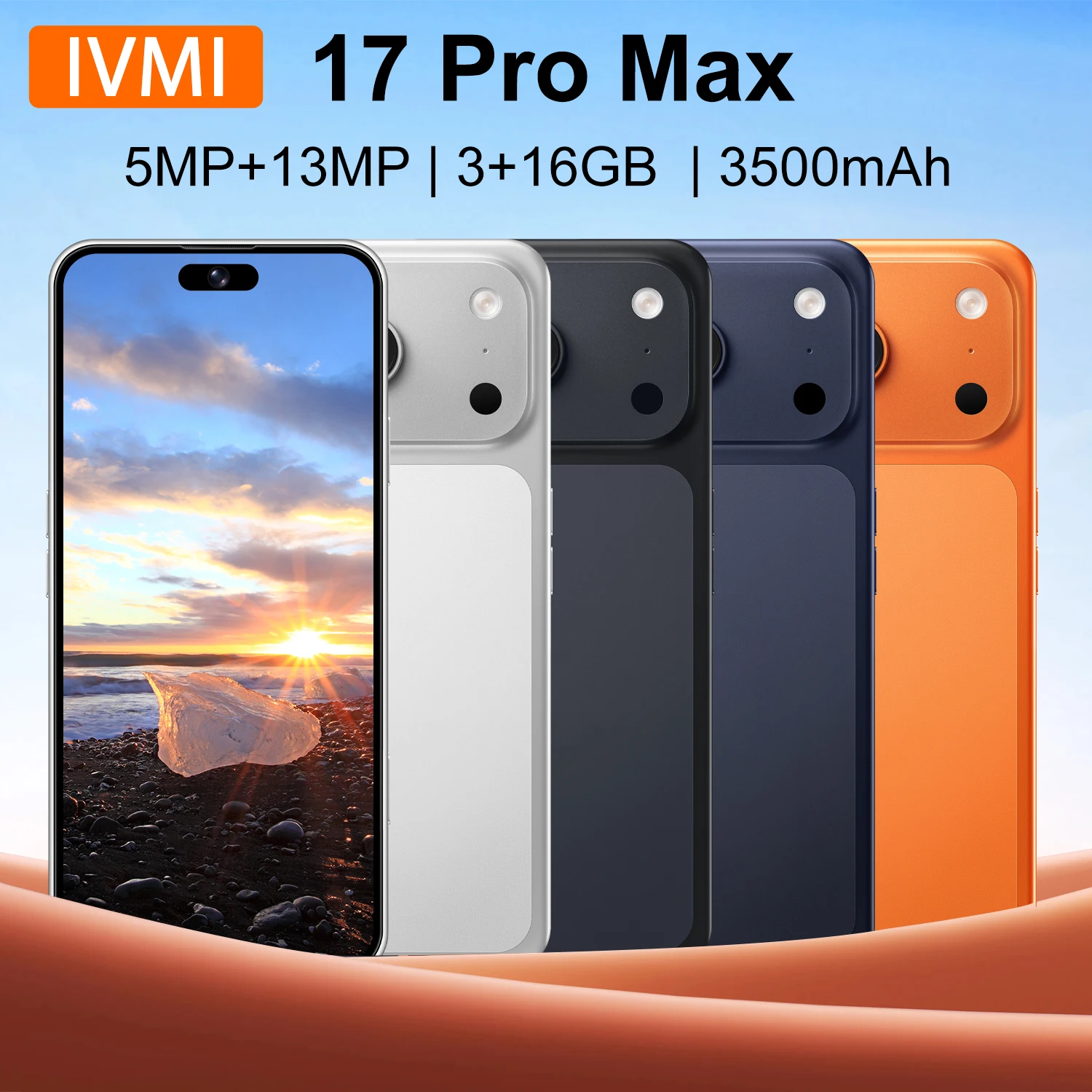 IVMI Global 17 Pro Max 3GB+16GB Smartphone 6.7-inch 5 MP+13 Megapixel Camera Bluetooth Wi-Fi Google-supported Mobile Phone