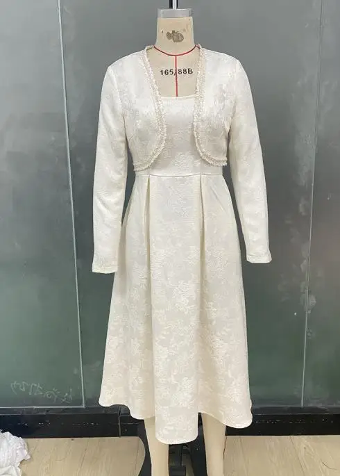 

2025 Elegant Temperament,brushed Edge Short Jacket and Sleeveless Round Neck Vest Dress Set for Ladies,elegant and Socialite Set