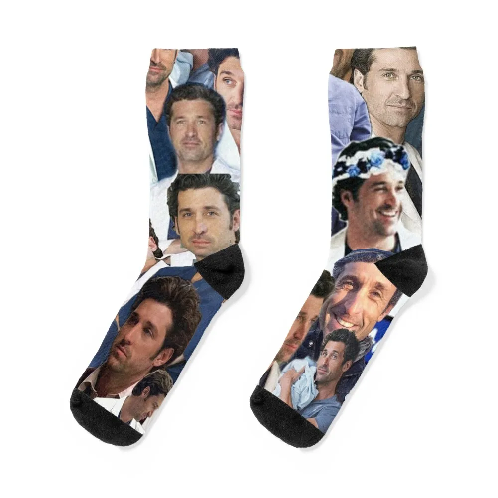 

Patrick Dempsey photo collage Socks football hiking gifts essential Men's Socks Luxury Women's
