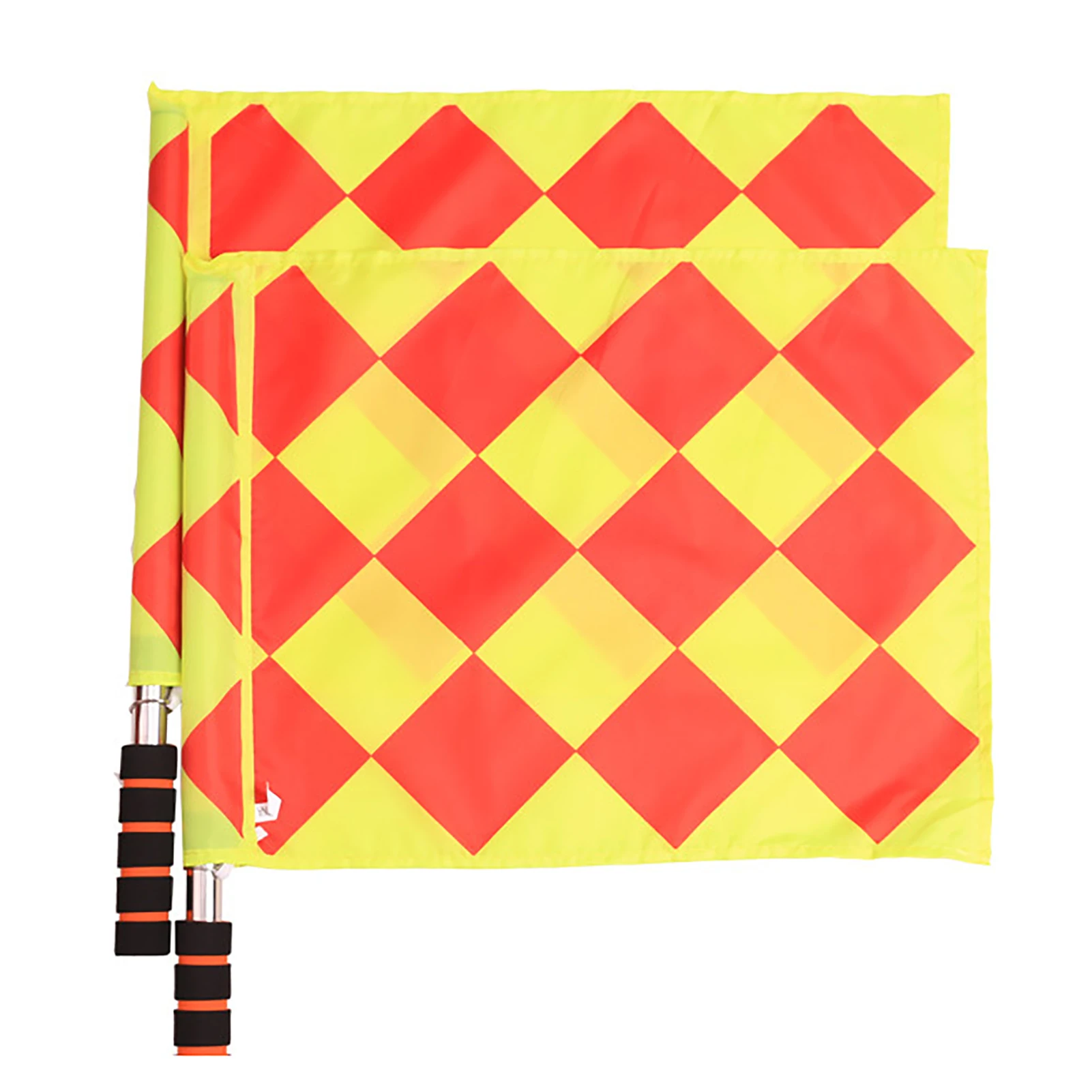 2PCS Checkered Referee Flag Wind-resistant and Anti-corrosion Suitable for Soccer Football