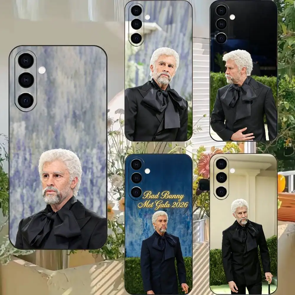 Bad Bunny Met Gala Costume Art  Black Soft Silicone Phone Case for Samsung A73 20,21,22,31,32,52,53,72