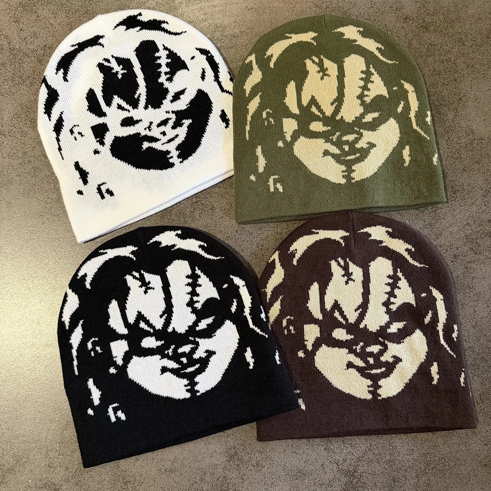 Halloween High Quality Funny Graphic Print Casual Hat Retro 100%Cotton Beanie Stretchable Daily Outdoor Skullcap Men Women