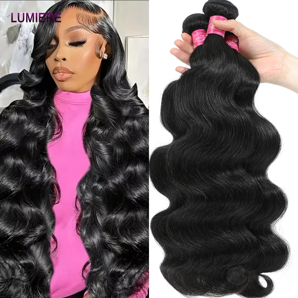 Lumiere Mongolian Body Wave Human Hair Bundles Deal 30 32Inch Unprocessed Raw100% Human Hair Extension 3 4 Bundle Deal Wholesale