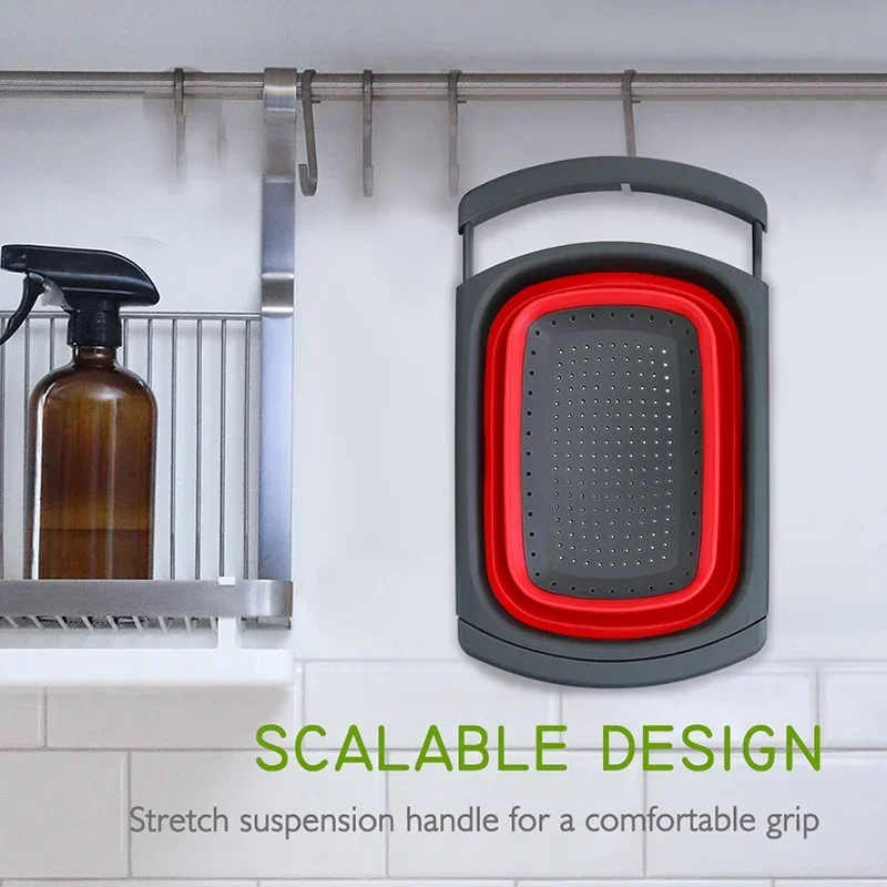 

Foldable Drain Basket Colander Large Fruit Vegetable Washing Filter Tray Strainer Silicone Collapsible Drainer Kitchenware