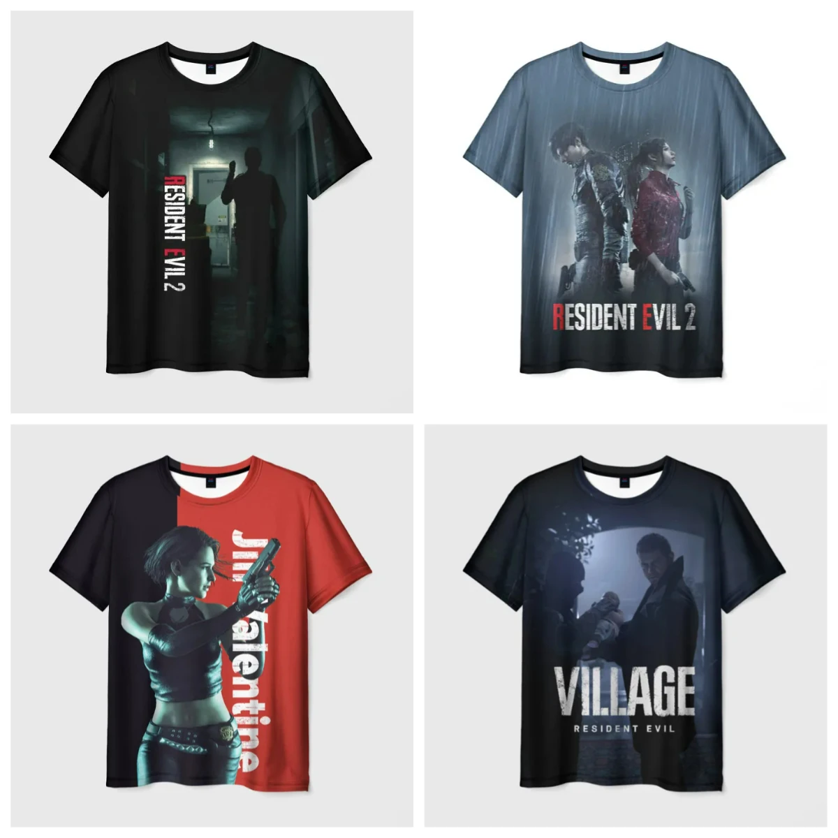 

T-shirt Game Resident Evil 3D Printing Men's and Women's Casual Street Wear T-shirt Summer Short-sleeved Quick-drying MOTO Top